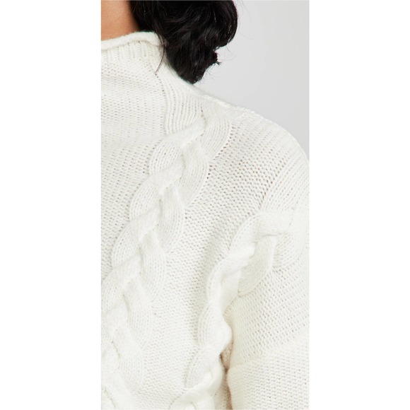 Madewell Grenville Cable Knit Mock Neck Sweater in Antique Cream - Picture 3 of 7